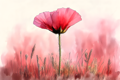 Red Poppy in a Field