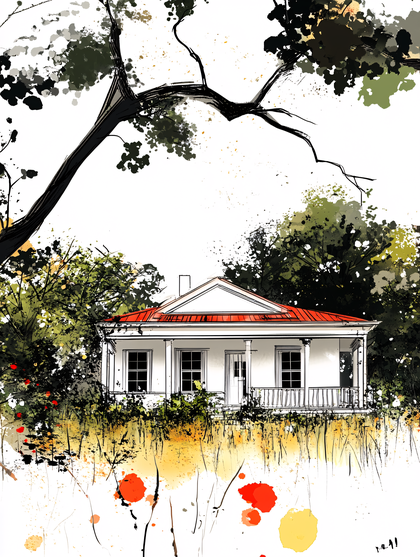 Red Roofed House In Countryside