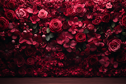 Red Roses And Hydrangeas Flower Wall