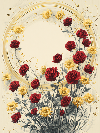 Red Roses and Yellow Chrysanthemums