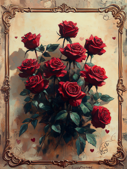 Red Roses on a Frame