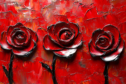 Red Roses Palette Knife Painting