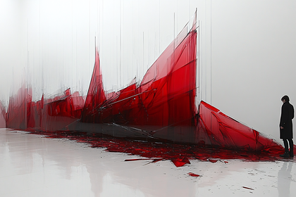 Red Sculpture and Spectator