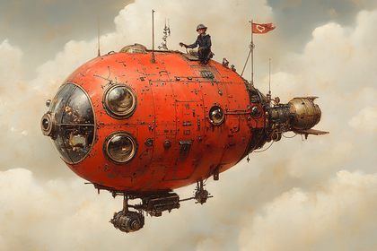 Red Steampunk Airship