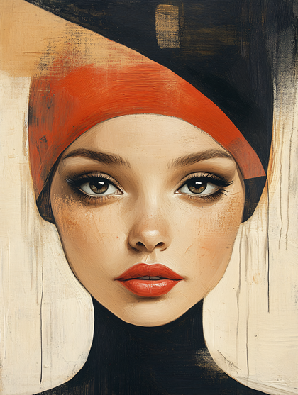Red Turban Woman Portrait