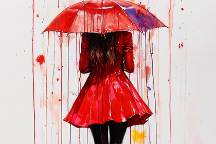 Red Umbrella Woman
