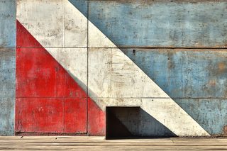 Red White and Blue Painted Wooden Wall