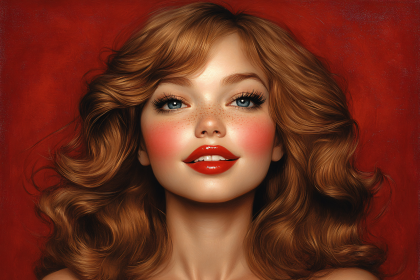 Redhead Beauty with Freckles and Rosy Cheeks