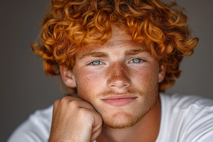 Redhead Man Leaning on Hand