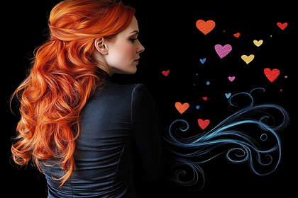 Redhead with Hearts