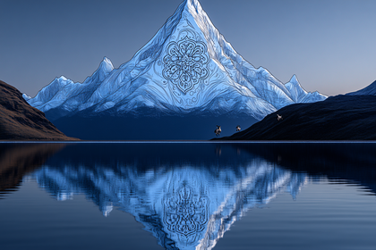 Reflective Mountain Mandala Landscape