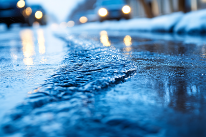 Reflective Road with Car Headlights