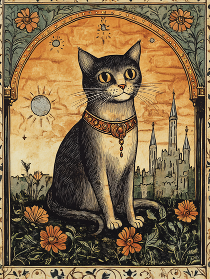 Regal Cat In Medieval Setting