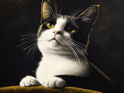 Regal Tuxedo Cat Portrait