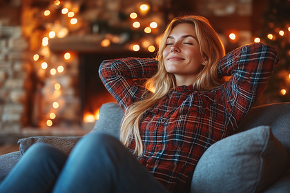 Relaxing by the Fireplace