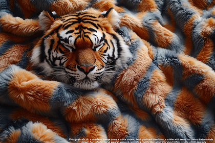 Resting Tiger on Fur Blanket