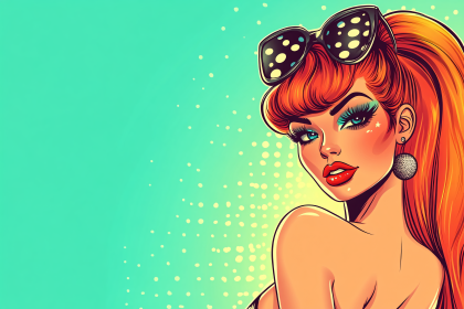 Retro Cartoon Woman with Sunglasses