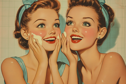 Retro Ladies Applying Face Cream
