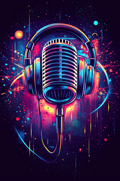 Retro Microphone And Headphones