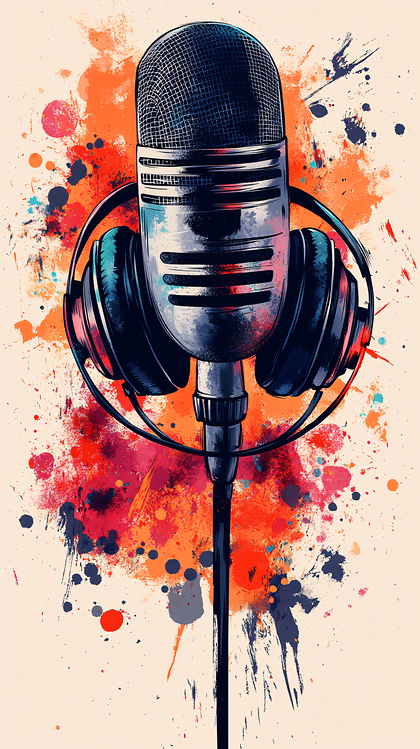 Retro Microphone And Headphones