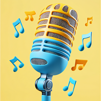 Retro Microphone With Musical Notes