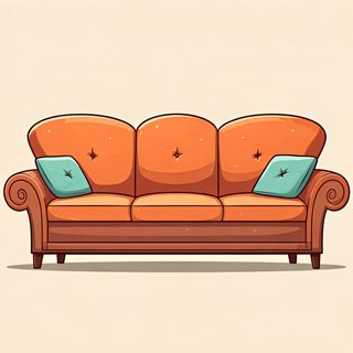 retro orange sofa