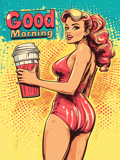 Retro Pin-Up Girl With Drink