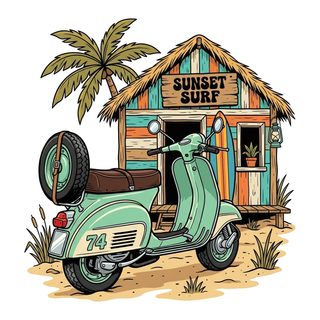 Beach Scooter Scene