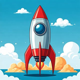 cartoon rocket launch