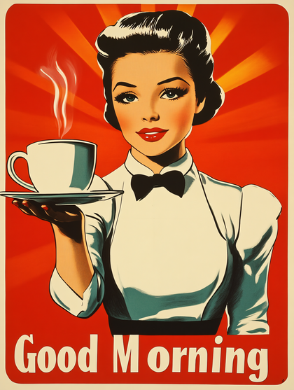 Retro Style Waitress Serving Coffee