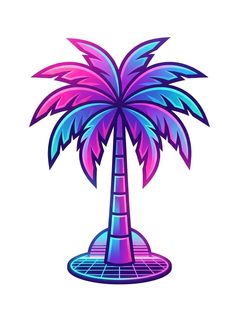 synthwave palm tree