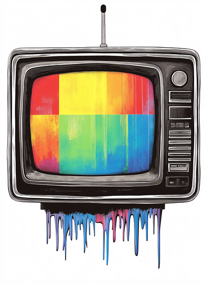 Retro Television with Dripping Colors