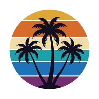 retro palm sunset