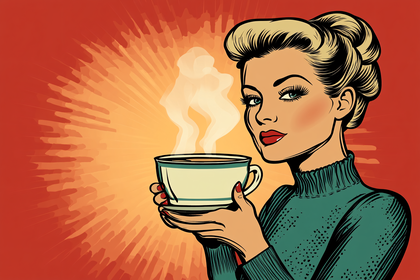 Retro Woman Enjoying Coffee