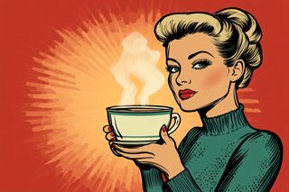 Retro Woman Enjoying Coffee