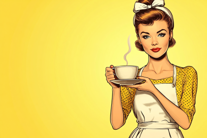 Retro Woman Enjoying Coffee
