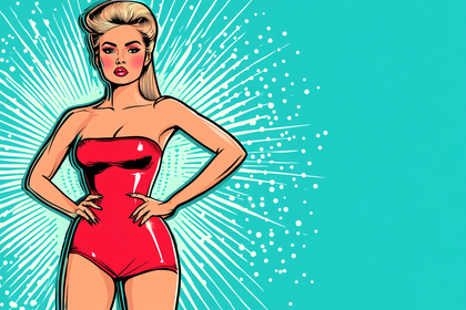 Retro Woman In Red Swimsuit