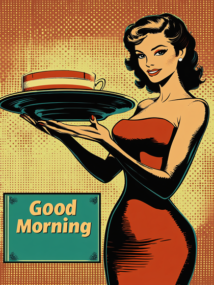 Retro Woman Serving Coffee