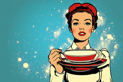 Retro Woman Serving Tea