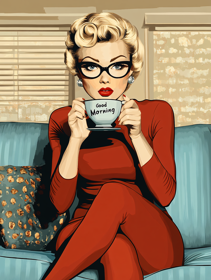 Retro Woman With Coffee Cup