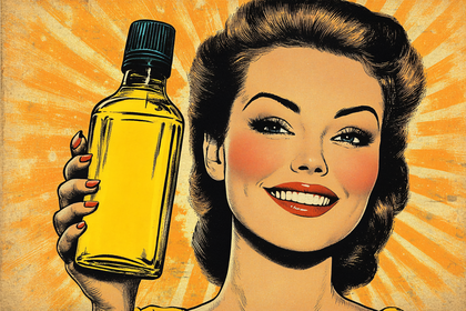Retro Woman With Yellow Liquid