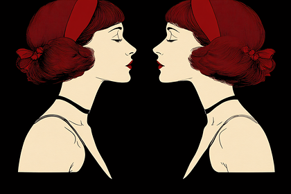 Retro Women Profile Symmetry