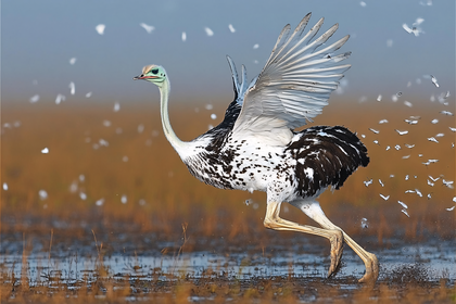 Rhea Running in Wetland