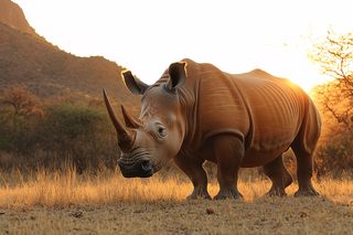 Rhino In The Golden Sunset Light
