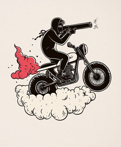 Rider With Gun on Motorcycle