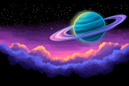 Ringed Planet Above Clouds