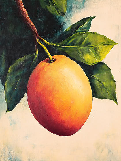 Ripe Peach On Branch