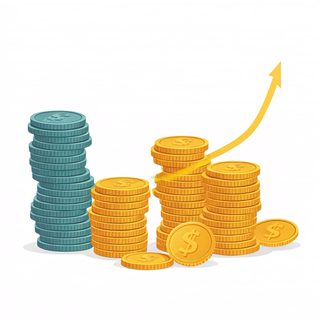 rising coin stacks