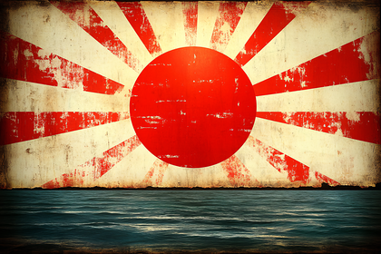 Rising Sun Flag Over Sea Vintage