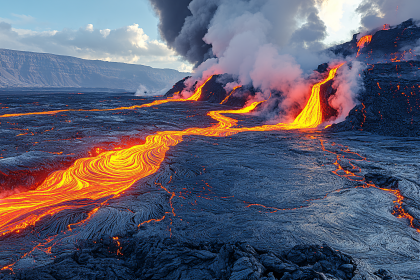 River of Fire Flowing From Volcano